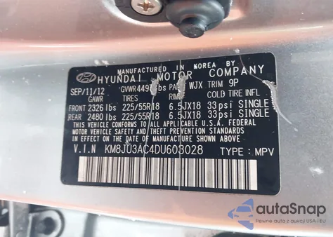 2013 Hyundai Tucson Limited from USA, damaged, VIN KM8JU3AC4DU603028